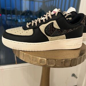 Nike Air Force 1 Black and Beige Sneakers RARE